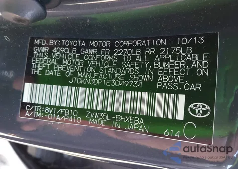 2014 Toyota Prius Plug-In from USA, damaged, VIN JTDKN3DP1E3049734